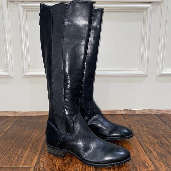 Sam Edelman Paradox 6.5 Black Leather Pull On Knee High Riding Boots Slip On - Picture 2 of 10